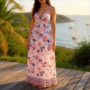 Midnight Doll Maxi Dress Sz 7 Floral Garden Bohemian Soft Girl Boho Chic Resort